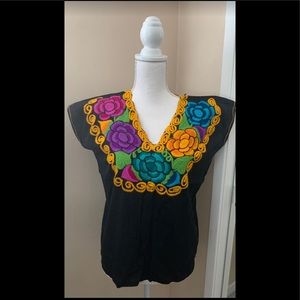 Floral Embroidered Mexican Top